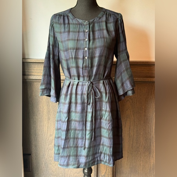 Ann Taylor Loft blackwatch plaid tunic dress with belt size small - Picture 1 of 7